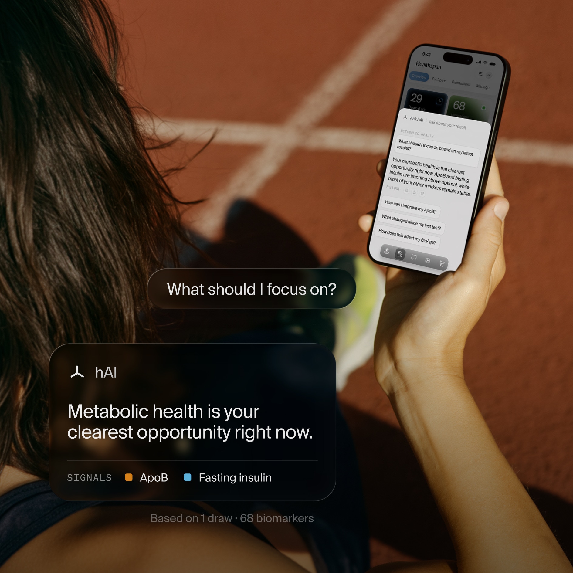 Healthspan app with hAI answering a question about results